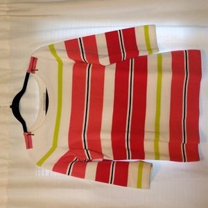 LOFT Ann Taylor Striped Zip Shoulder Sweater